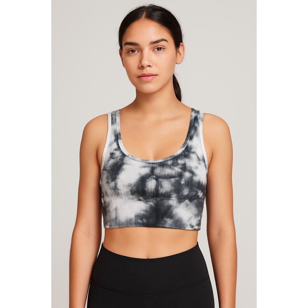 Honeydew Tie-Dye Ribbed Bralette Gray White XS